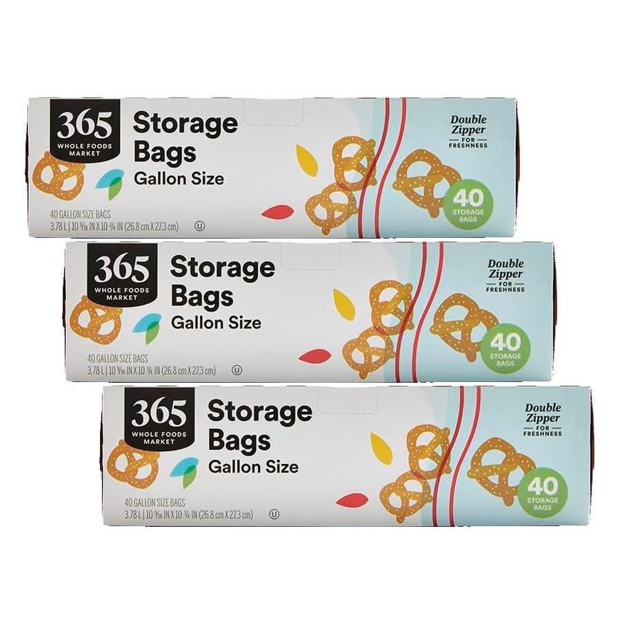 365 by Whole Foods Market, Gallon Size Storage Bags, Double Zipper, 40 Count