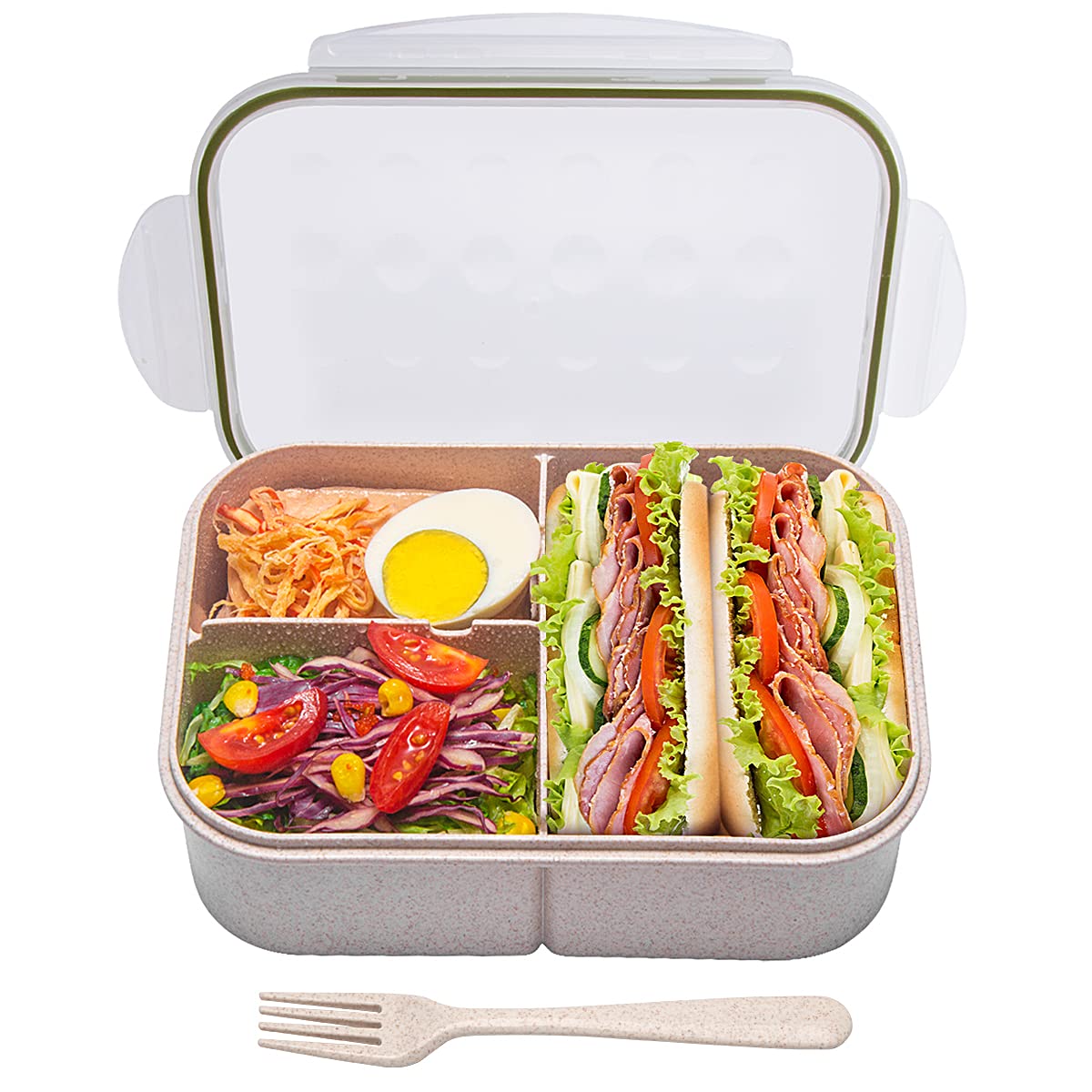 MISS BIG® Bento Lunch Box for Kids, 1150ml, 3 Compartments, Gray