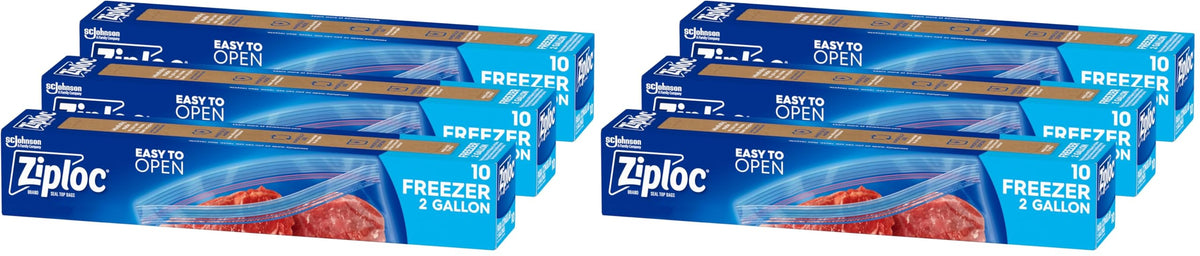 Ziploc 2 Gallon Freezer Bags, Food Storage, 30 Count (10 Count, 3-Pack)