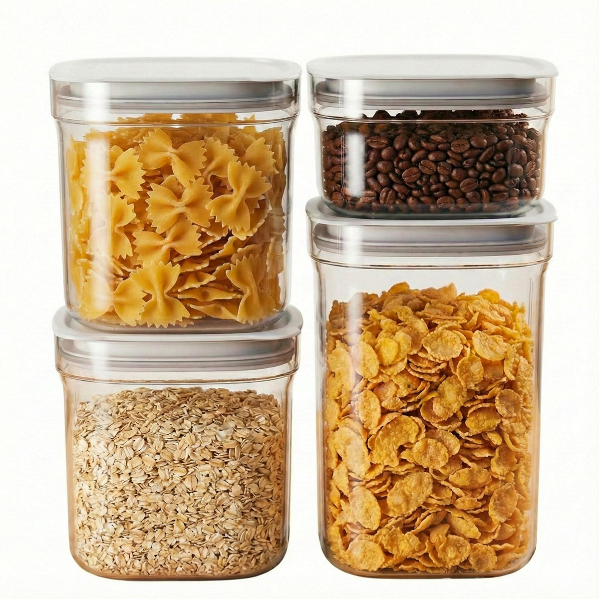 Airtight Food Storage Containers with Lids, 4 Pcs Set BPA Free Clear Sturdy Kitchen Pantry Organization Canisters for Herbs, Coffee, Tea - Keeps Food Fresh & Dry (Transparent-4pcs)