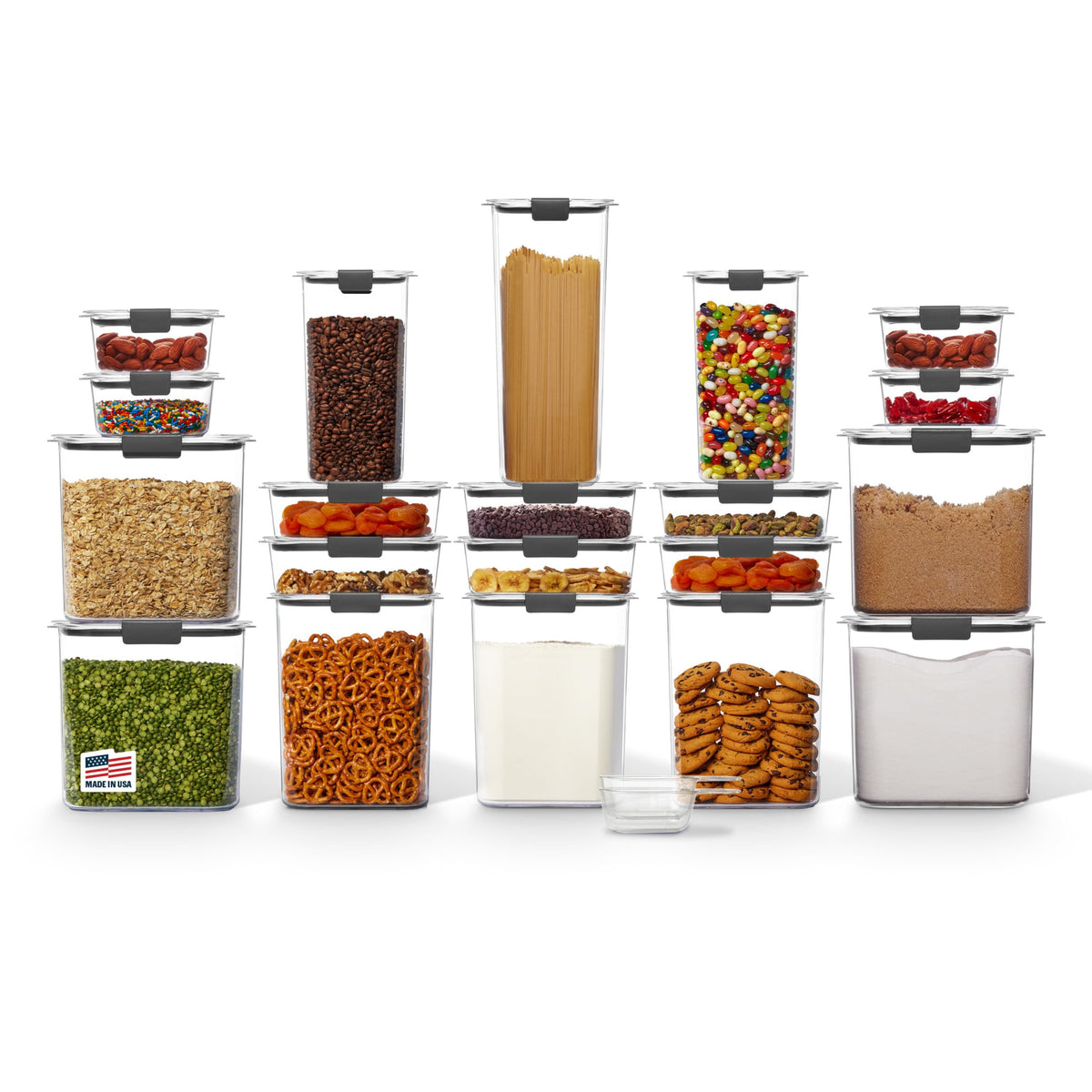 Rubbermaid Brilliance 16-Cup Airtight Food Storage Container with Lid Clear/Grey - optimal for pantry organization flour sugar and food storage