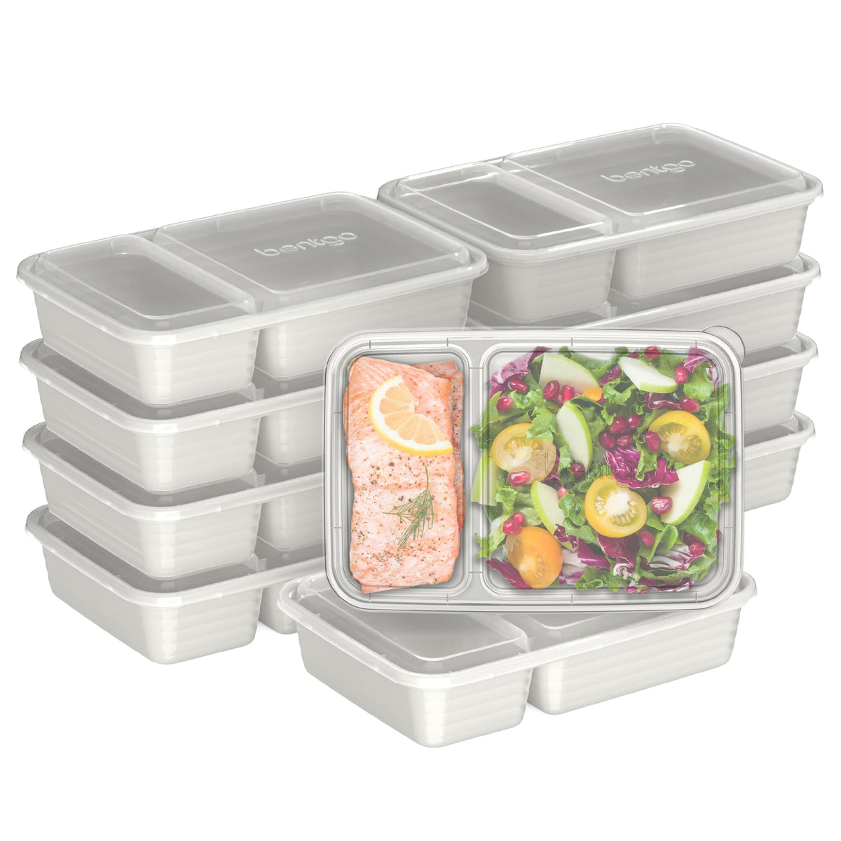 Bentgo Prep - 20-Piece 2-Compartment Reusable Meal Prep Containers with Lids, PFAS & BPA Free Materials, Durable, Microwave, Freezer, & Dishwasher Safe To Go Food Storage (Sky)