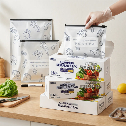 30 PCS Thick Reusable Aluminium Foil Zipper Bags - 3 Sizes, Insulated, Airtight Self-Sealing, Freezer-Safe, Waterproof, Stand-Up Increased Capacity Food Storage Bags for Kitchen Supplies, Meat