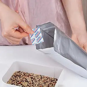 100 Mylar Food Storage Bags w/O2 Absorbers+ 144 Labels | Stand-Up Zipper for Long-Term Storage & Preppers Aluminum Containers Kitchen Utensils