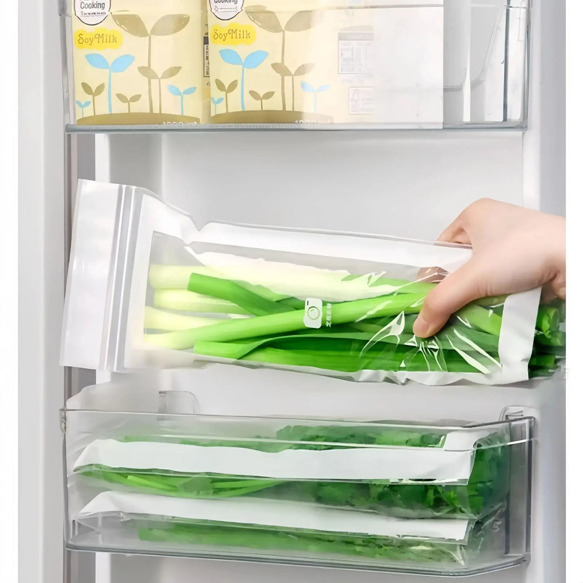 Thick Double Seal Reusable Food Storage Pouches, Food Grade Airtight Odor-Proof Freezer-Safe Bags for Refrigerator Organization & Portioning