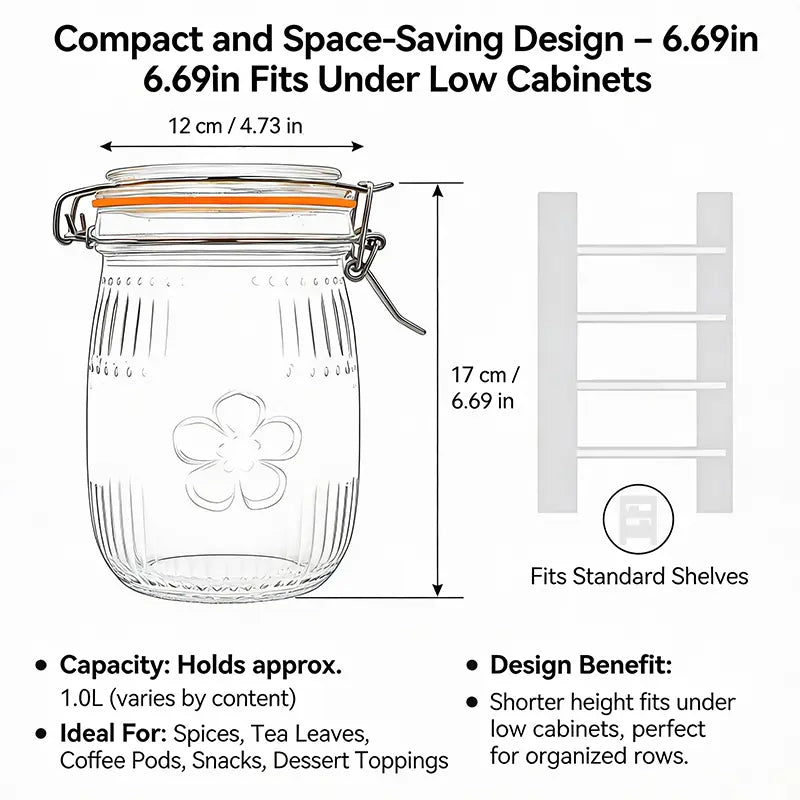 32oz Wide Mouth Thick Sturdy Retro Transparent Glass Mason Jar - Airtight Leakproof Flexible Rubber Cover with Metal Accents, Kitchen Preserving Container for Pickling, Food Storage, Kitchen Utensils & Gadgets,sohochic