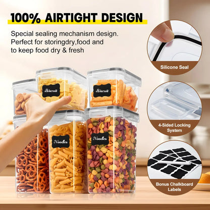 60/30/14 Pcs Clear Plastic Pantry Storage Containers Set, 30/15/7Jar+30/15/7Lids Airtight BPA Free Food Organization Set, Multi-Size Meal Prep Containers for Cereal, Rice, Pasta & Snacks