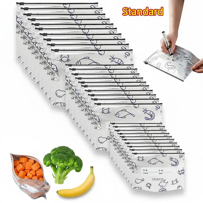 【TikTokShopBlackFriday】New reusable upgraded thickened upright aluminum foil sealing storage bags, with labels and zipper locks, suitable for washable kitchen items like vegetables, fruits, and meat, perfect for Thanksgiving, Christmas, and New Year gifts