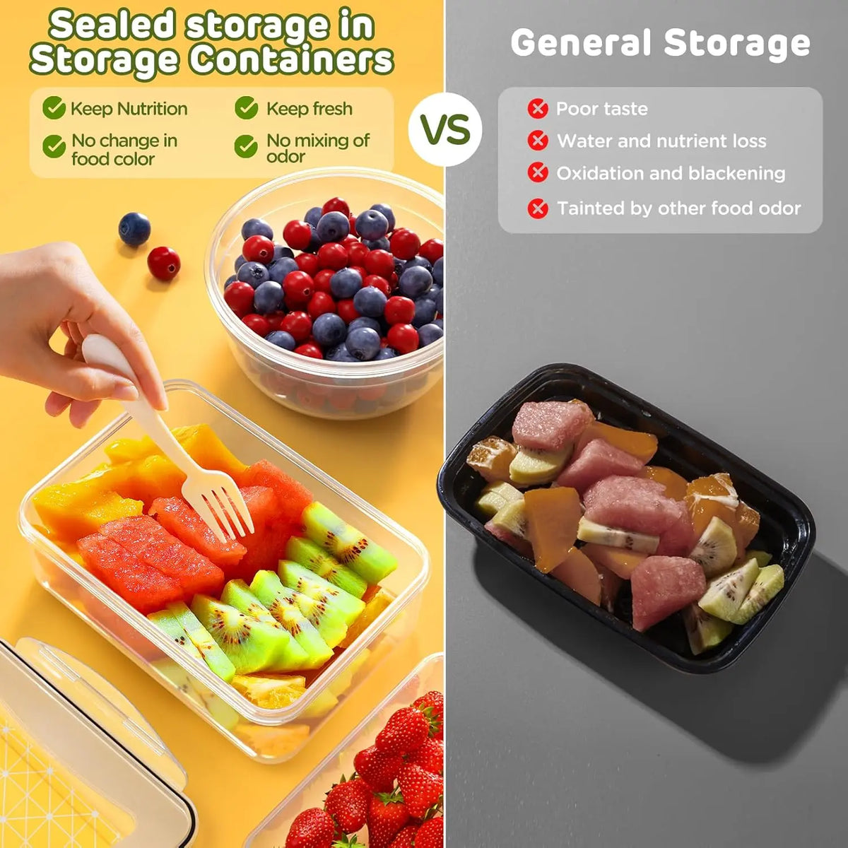 AISOON 40-Piece Rectangular Plastic Airtight Food Storage Containers Set (20 Containers + 20 Lids) - Leak-Proof, Reusable, Microwave & Dishwasher Safe for Lunch Packing, Packing Lunch for My Kid, Food Hacks