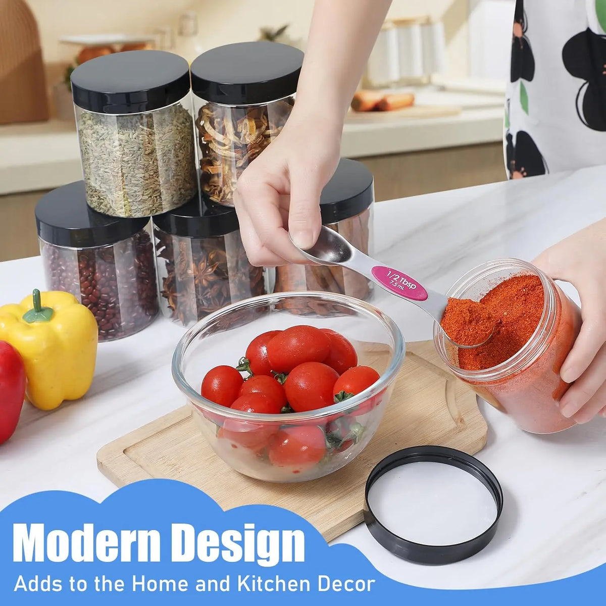 16PCS Plastic Jars with Lids, 16 oz Plastic Containers with Lids Clear Airtight Container Storage Jar Mason Jars for Dry Food Peanut Butter Honey Jam Cosmetics