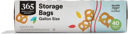 365 by Whole Foods Market, Gallon Size Storage Bags, Double Zipper, 40 Count