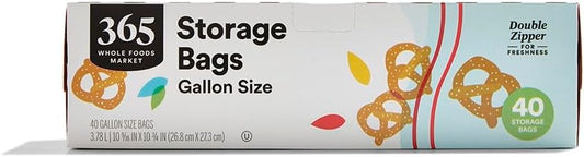 365 by Whole Foods Market, Gallon Size Storage Bags, Double Zipper, 40 Count
