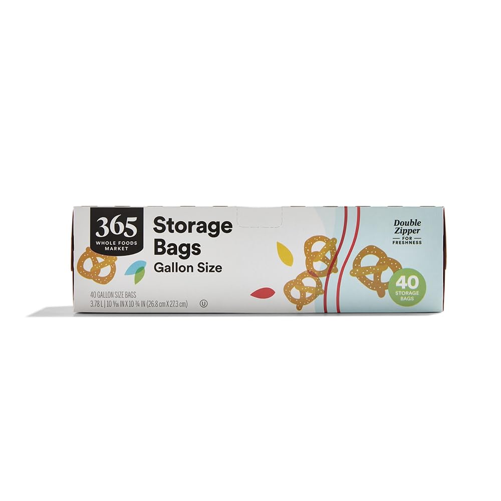 365 by Whole Foods Market, Gallon Size Storage Bags, Double Zipper, 40 Count