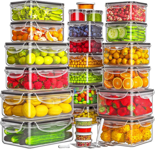 AISOON 40-Piece Rectangular Plastic Airtight Food Storage Containers Set (20 Containers + 20 Lids) - Leak-Proof, Reusable, Microwave & Dishwasher Safe for Lunch Packing, Packing Lunch for My Kid, Food Hacks