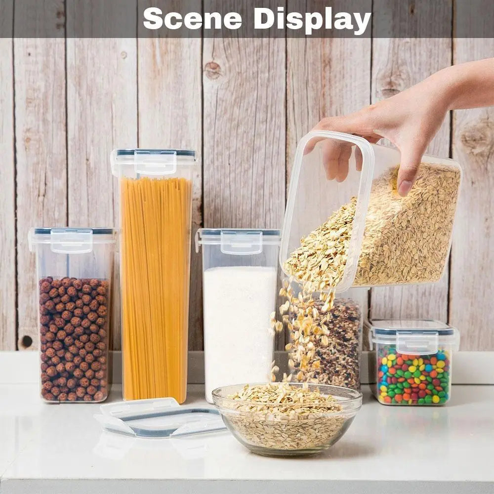 24pcs Multi-Size Airtight Stackable Plastic Food Storage Container Set Bundle - Snack Container, Pasta Jar, Secure Lid, Kitchen Organizer, Food Cover, Incl. Labels & Marker, Helps Keep Snacks and Grains Fresher for Pantry Use
