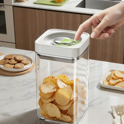 UFORU Wall-Fit Square Plastic Kitchen Container Set - Sealable Dry Food Canisters with Rotating Seal Lids, Wide-Open Pour Pantry Organizers for Pantry Organization, Fits Tight Spaces, Keeps Contents Fresh
