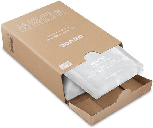Wevac 8"x12" Vacuum Sealer Bags for Food, 200 Precut Quart Bags, Keeper Box