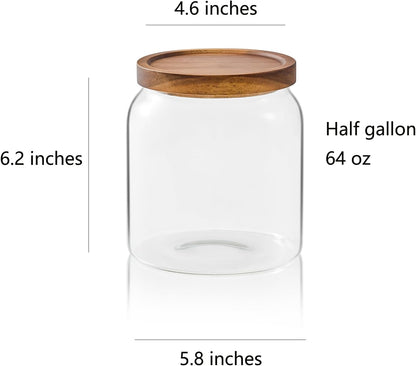Sweejar Glass Jars for Laundry Room Organization, Half-Gallon Laundry Pods Container, Glass Food Storage Jars with Airtight Lid, 1 Pack, Press Lid