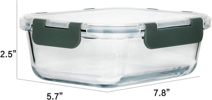 M MCIRCO 8 Pack,30 oz Glass Food Storage Containers with Lids, Gray