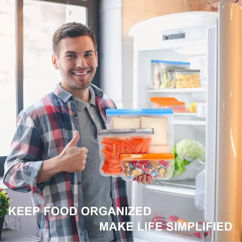 Pack Reusable Freezer Bags Dishwasher Safe, Food Storage Bags
