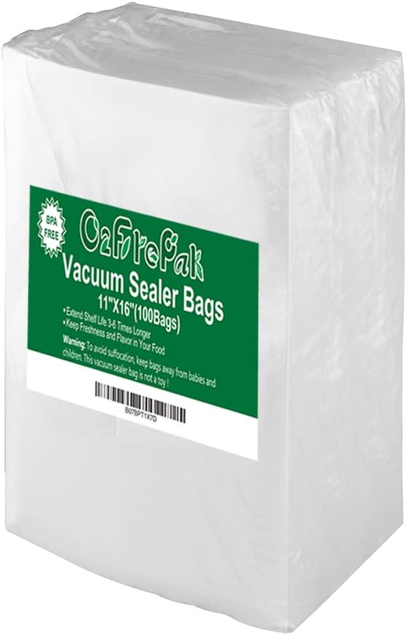 O2frepak Gallon 11"x16" Vacuum Sealer Bags 100ct for Food Storage