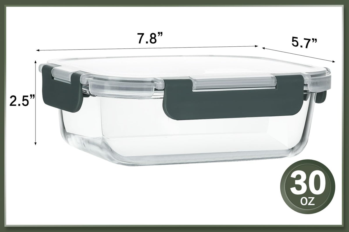 KOMUEE 10 Packs 30 oz Glass Meal Prep Containers with Lids