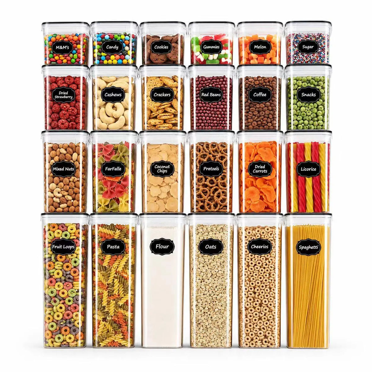Large Airtight Food Storage Container - Clear Plastic Pantry Organizer for Grains, Cereal & Dry Goods, Stackable Kitchen Canister