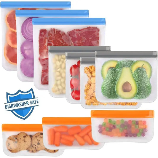 Pack Reusable Freezer Bags Dishwasher Safe, Food Storage Bags