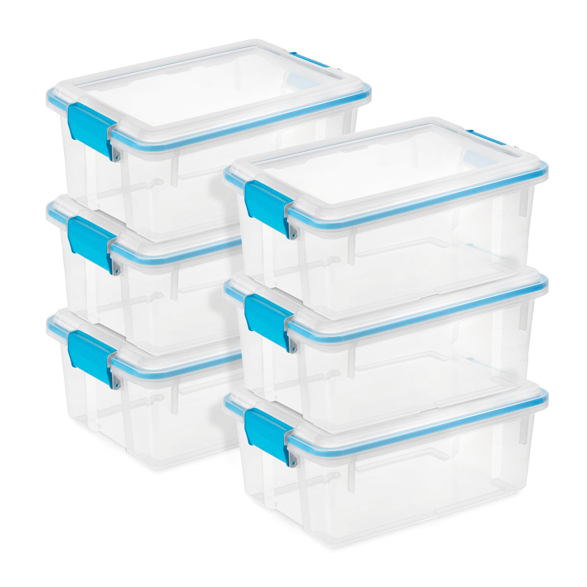Sterilite 80 Qt Gasket Box, Stackable Storage Bin with Latching Lid and Tight Seal, Plastic Container to Organize Basement, Clear Base and Lid, 1-Pack