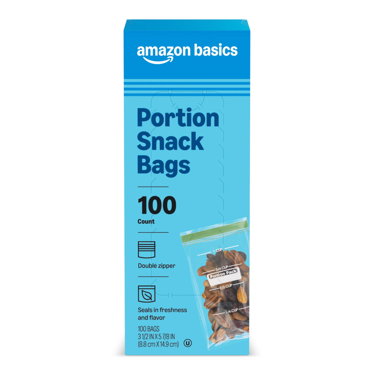 Amazon Basics Reclosable Food Storage Snack Bags, 300 Count