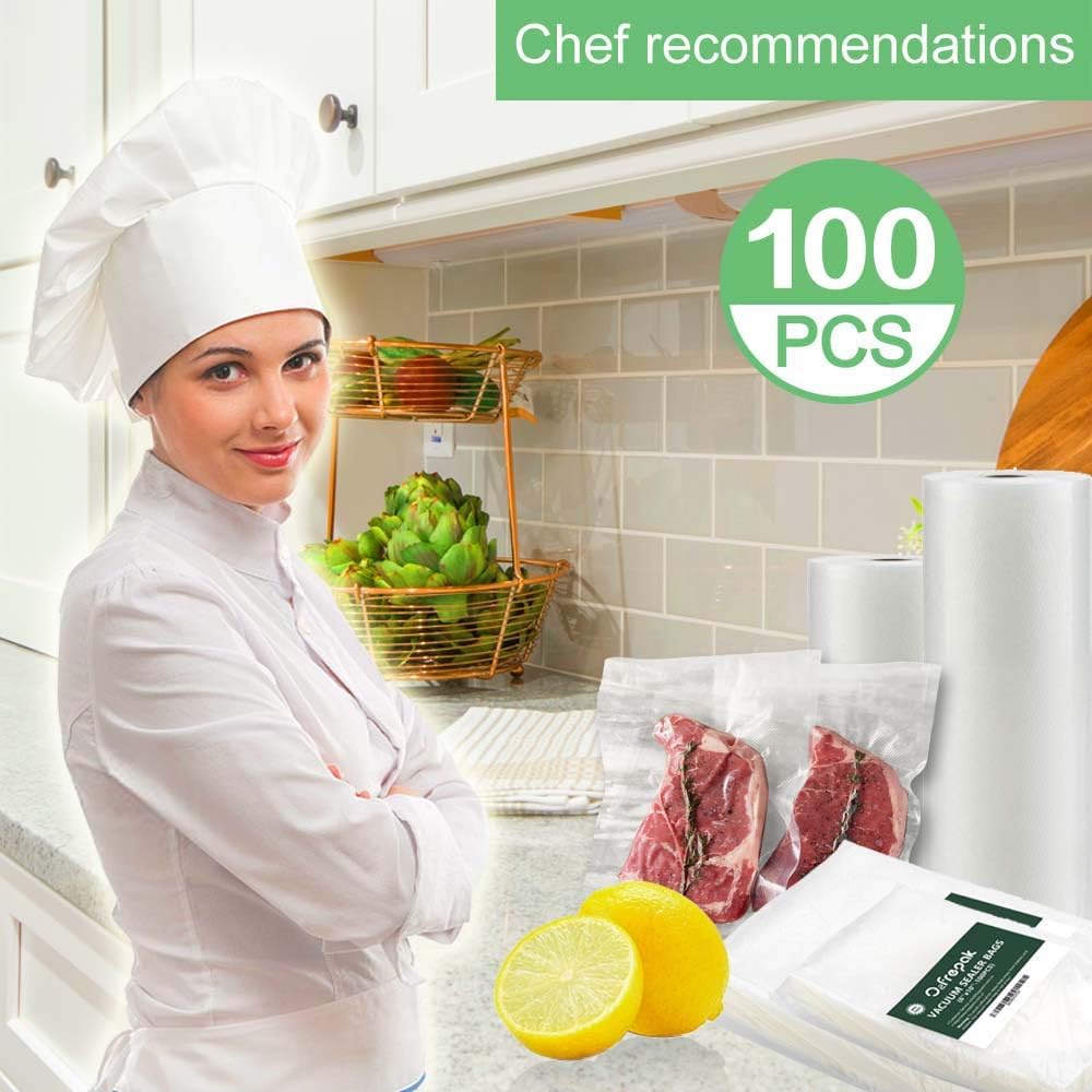 O2frepak Gallon 11"x16" Vacuum Sealer Bags 100ct for Food Storage