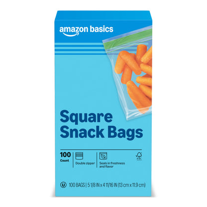 Amazon Basics Reclosable Food Storage Snack Bags, 300 Count