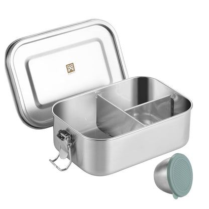 GOLDEN KEY 47QZ Stainless Steel Bento Box with 5 Compartments,1400ml Large & Thickened Metal Lunch Box for Kids or Adults,Eco-friendly Leak-Proof Container with Lockable Clips
