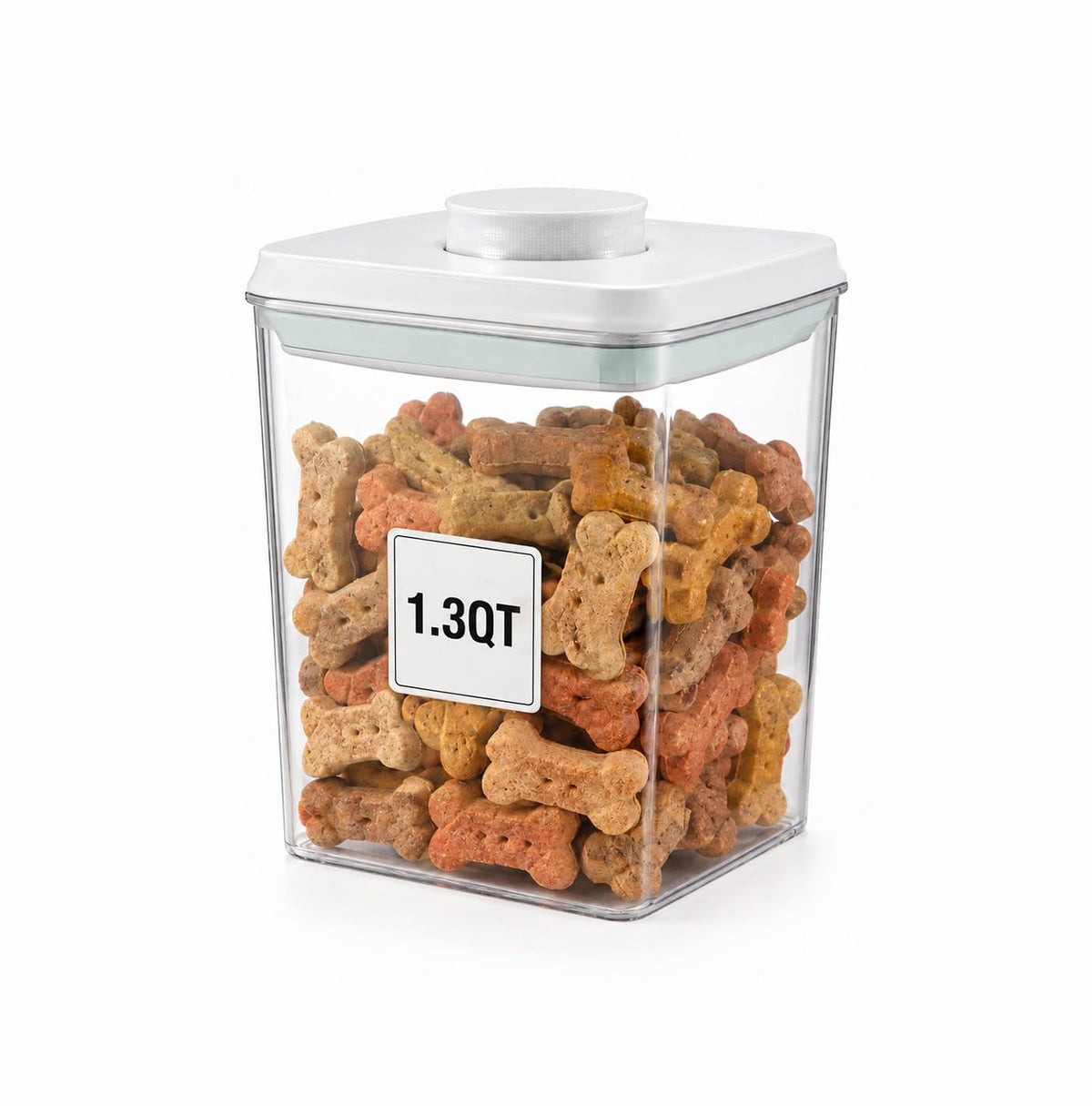 Pet Dog-Cat POP-Treat Airtight jar-Container - 1.3 Qt/1.2 L | Stackable One-Touch Opening | Airtight Dog and Cat Food Storage Container | BPA-Free