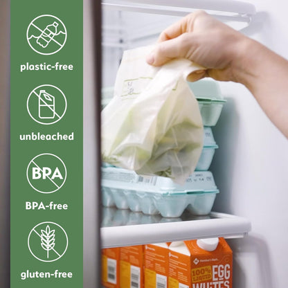 100% Compostable Food Storage Bags - Gallon Size, 50 Pack, Eco-Friendly Freezer Bags, Resealable, Heavy-Duty, Reusable, Off-White Leak Proof, Food Grade by Earth's Natural Alternative