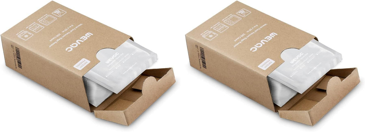 Wevac 8"x12" Vacuum Sealer Bags for Food, 200 Precut Quart Bags, Keeper Box