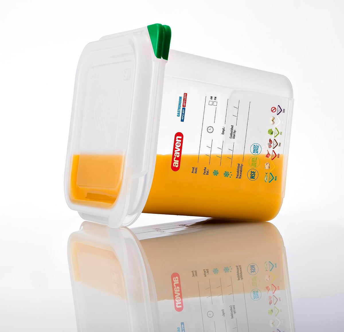 Araven Airtight Container, Food Pan with Lid for Storage in Kitchen and Restaurant, 1/2 GN 6" Deep, 1 Count, Clear