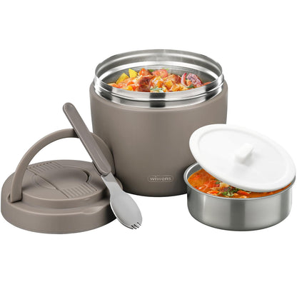 wiwens Thermo Food Jar for Hot Food 32OZ Soup Thermo Lunch Containers Wide Mouth Vacuum Insulated Stainless Steel Leakproof Bento Box with Spoon (Black)