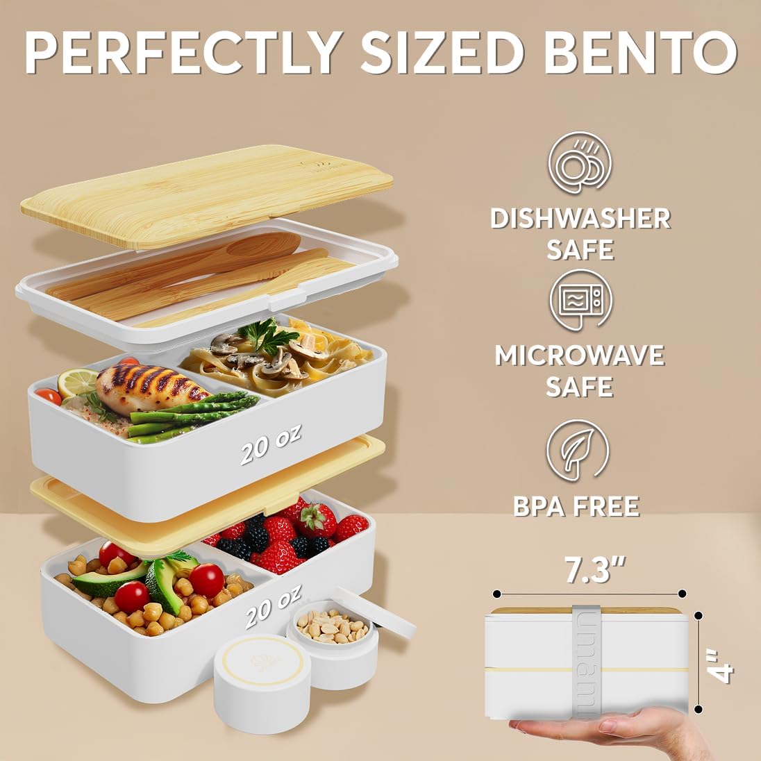 Umami Bento Box Adult, Leakproof, All-in-1 Lunch Containers for Adults