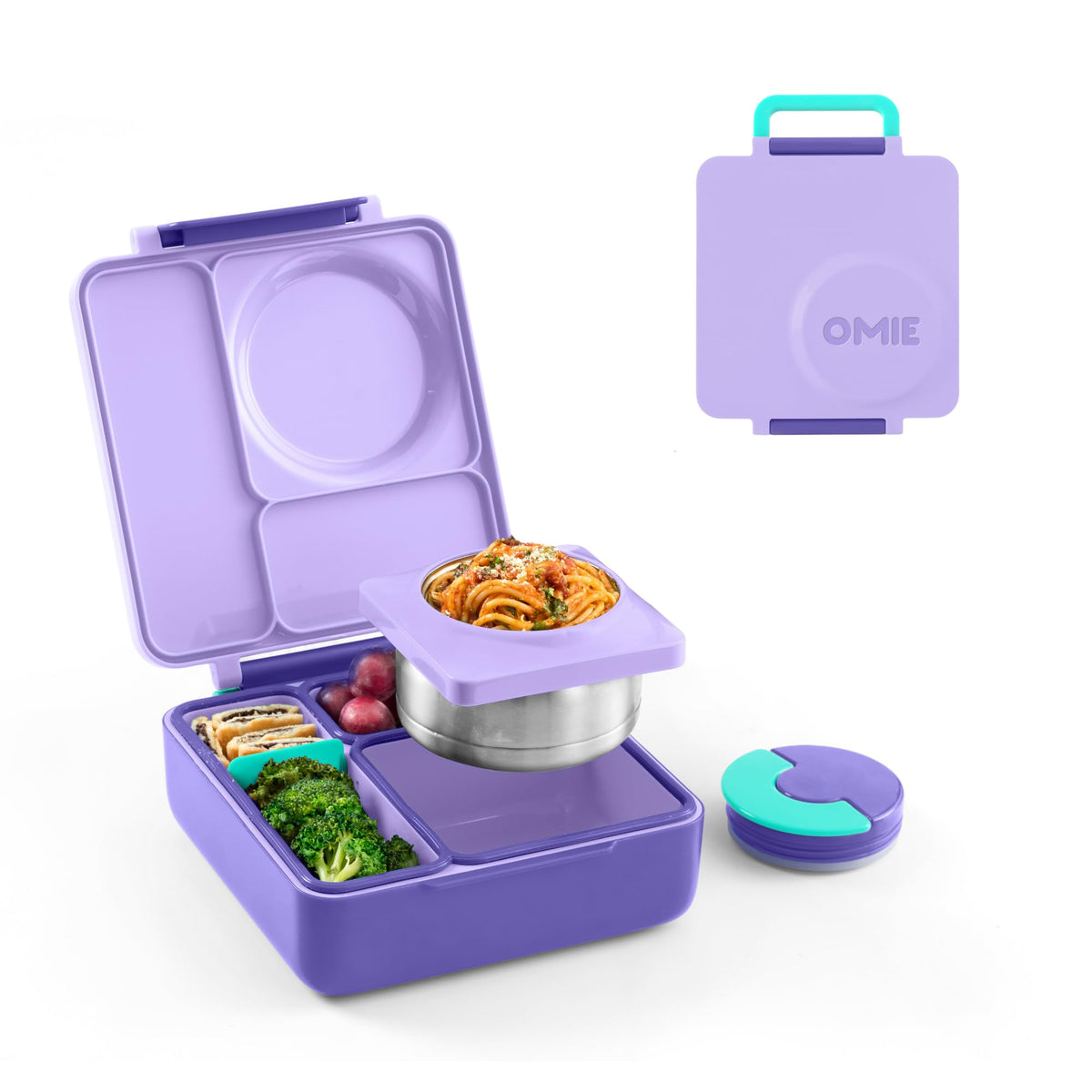 Omie OmieBox Kids Insulated Leakproof Bento Lunch Box with Food Jar (Blue Sky)
