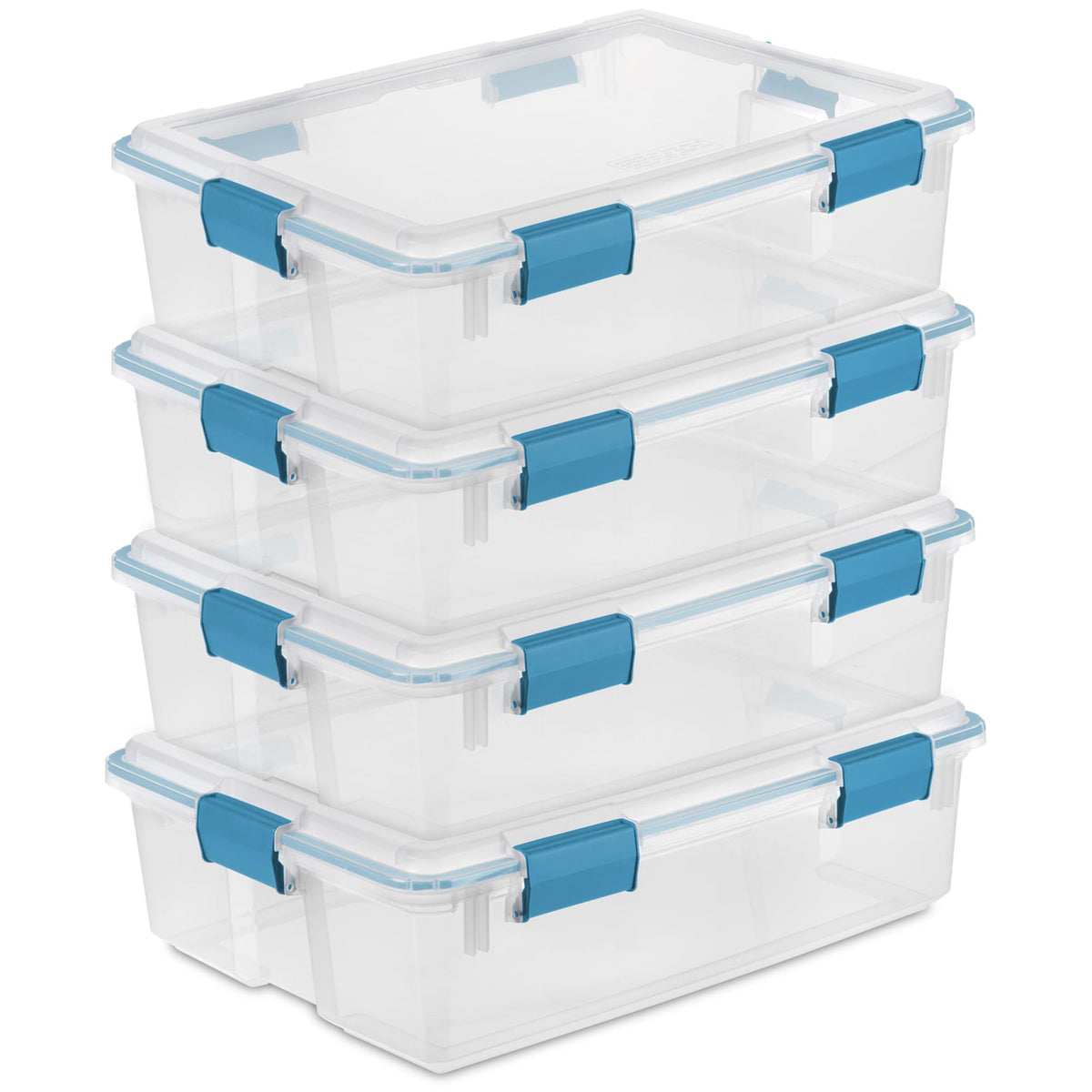 Sterilite 80 Qt Gasket Box, Stackable Storage Bin with Latching Lid and Tight Seal, Plastic Container to Organize Basement, Clear Base and Lid, 1-Pack