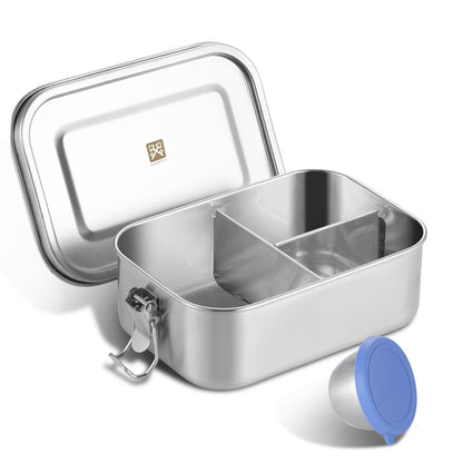 GOLDEN KEY 47QZ Stainless Steel Bento Box with 5 Compartments,1400ml Large & Thickened Metal Lunch Box for Kids or Adults,Eco-friendly Leak-Proof Container with Lockable Clips