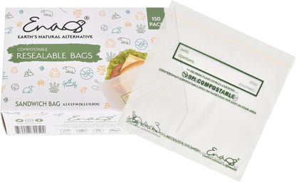 100% Compostable Food Storage Bags - Gallon Size, 50 Pack, Eco-Friendly Freezer Bags, Resealable, Heavy-Duty, Reusable, Off-White Leak Proof, Food Grade by Earth's Natural Alternative