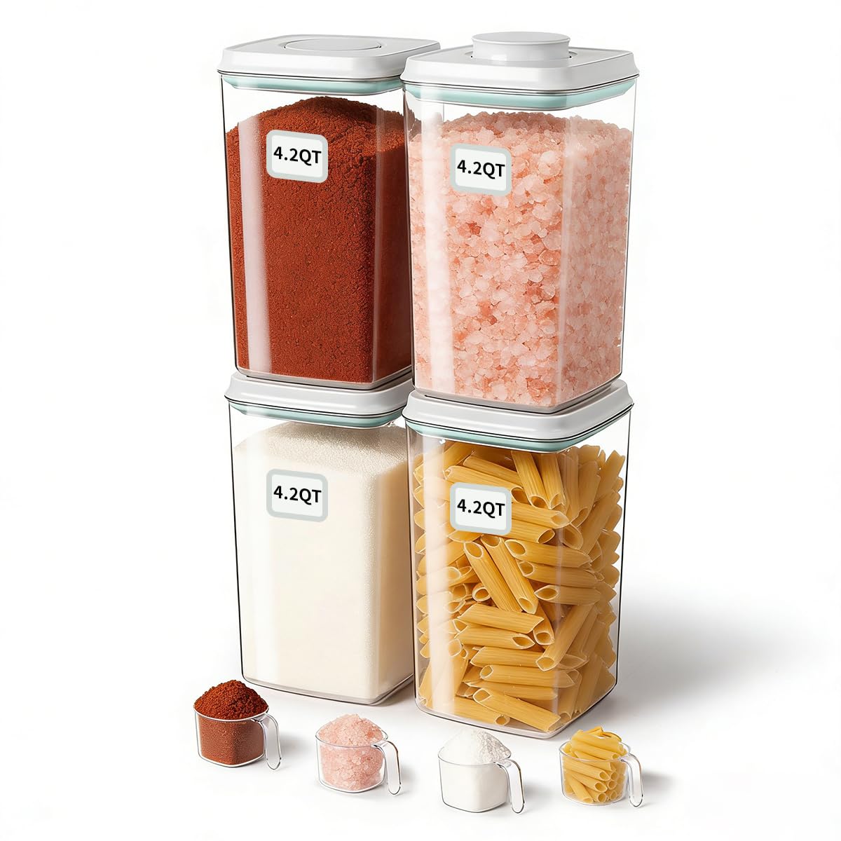 Airtight Food Storage Containers,1.3Qt 3Pcs Pop Food Containers with Lids, Stackable One Button Opening Kitchen Pantry Organizers and Storage, BPA-Free Food Containers Set for Snacks Candy Spices