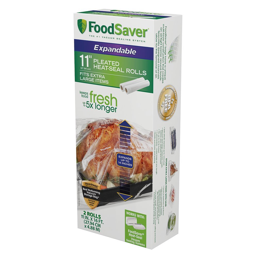 FoodSaver Custom Length Vacuum Sealer Bags Multipack, 5 Count Rolls for Airtight Food Storage and Sous Vide - Compatible with FoodSaver, 8 (2 Pack) and 11 (3 Pack)