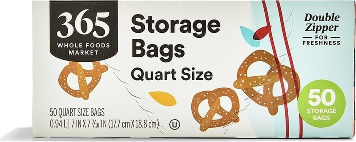 365 by Whole Foods Market, Quart Size Storage Bags, Double Zipper, 50 Count