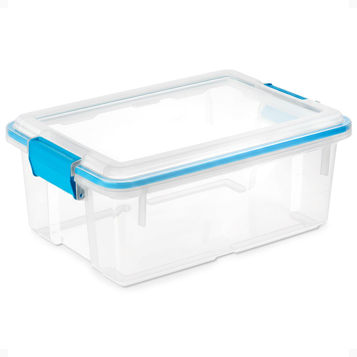 Sterilite 80 Qt Gasket Box, Stackable Storage Bin with Latching Lid and Tight Seal, Plastic Container to Organize Basement, Clear Base and Lid, 1-Pack