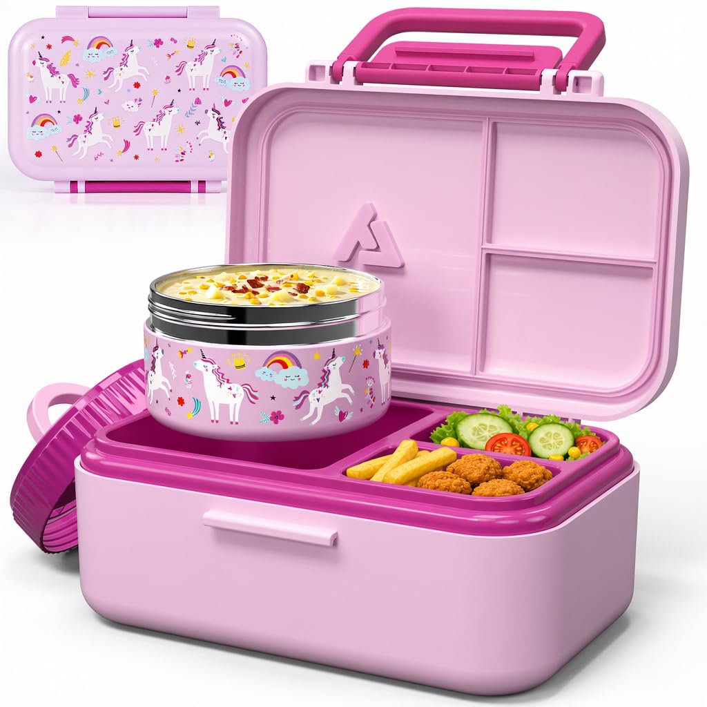 Bento Lunch Box 1283ML/ 43 oz with 391 ML/ 13 oz Food Jar, Ice Pack