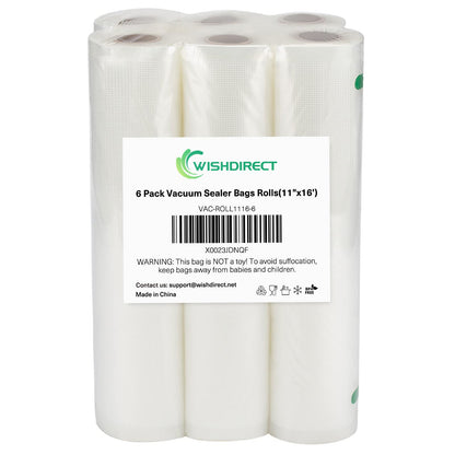 Vacuum Sealer Bags Rolls Compatible with FoodSaver 4-Pack 11" x 25' Vacuum Seal Rolls Fit Inside Machine Double-Side Embossed BPA-Free Bags for Sous Vide or Food Storage (Total 100 Feet)