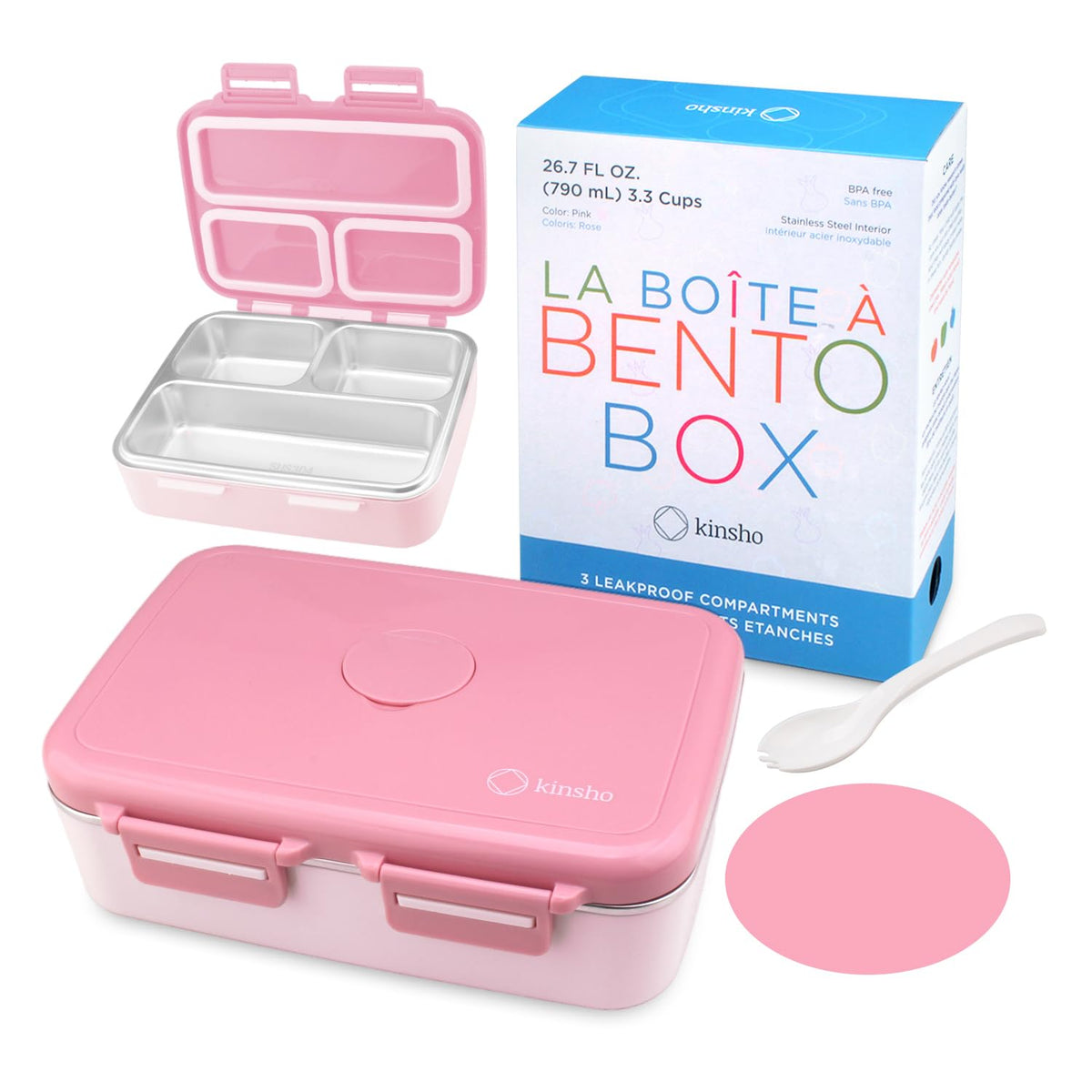 kinsho Stainless Steel Bento Box Lunch Container for Boys Kids, Blue